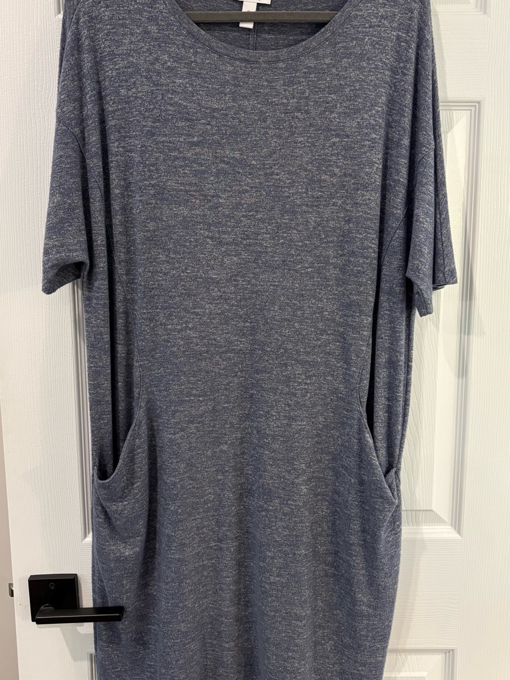 Daily Ritual Heathered Blue Gray Pocket Midi Dress